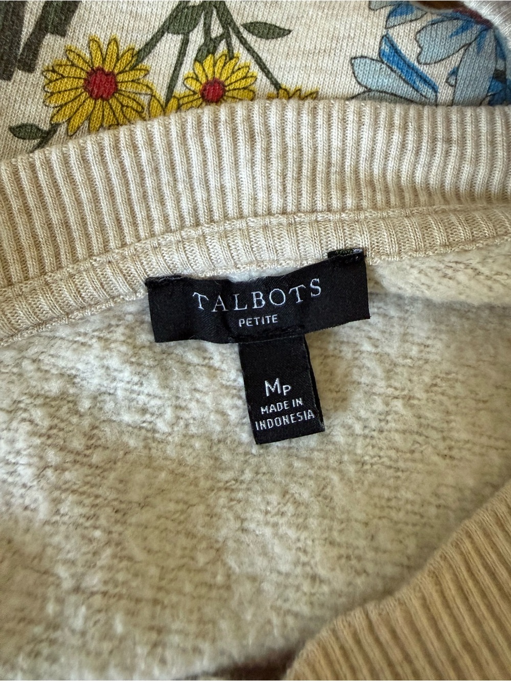 Floral Crewneck Sweater - Cream with Red & Purple Flowers - Picture 7 of 7